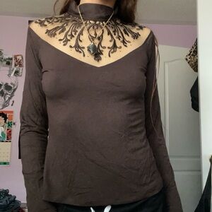 vintage brown and green mesh long sleeve🤎